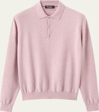 Loro Piana Mens Baby Cashmere Metal-Button Polo Sweater