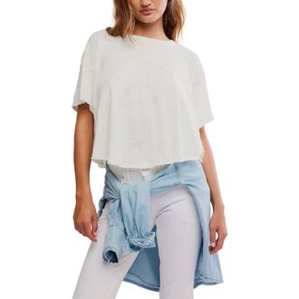 Free People Elsie Linen & Cotton Slub Jersey Swing T-Shirt in Whisper White at Nordstrom, Size X-Small