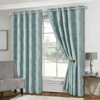 Lewis's Tuscany Eyelet Curtains - Duck Egg - Width 46 x Drop 90 (117 x 229 cm) | TJ Hughes