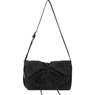 Oryany Small Ruched Flap Faux Suede Crossbody Bag in Black at Nordstrom