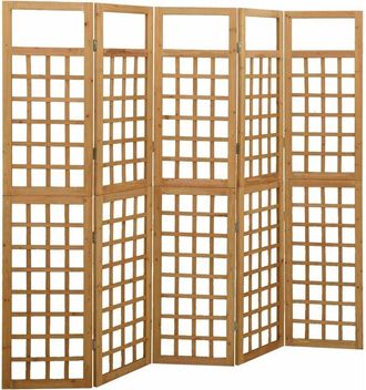 vidaXL Biombo/Enrejado de 5 paneles madera maciza abeto 201,5x180 cm Vidaxl