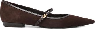 Tory Burch suede ballet flats - women - Ovine Leather (top grain)/Goat Skin/Calf Leather/Calf Leather - 10.5 - 200 - DARK COCOA DARK COCOA