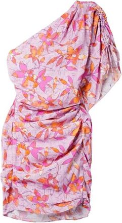 Isabel Marant Purple Patterned Off Shoulder Mini Dress Size XS