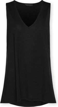 Elena Miro Gemengde lyocell top met V-hals - Dames - Tops zonder mouwen - Zwart - 2XL - Katoen - Tops