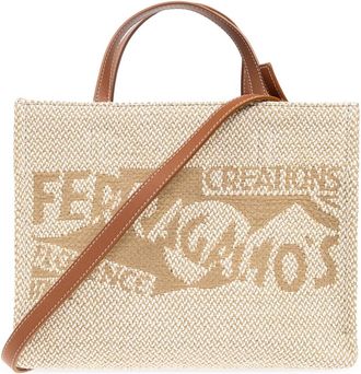 Ferragamo Sign Small Shopper Bag - Dames - Handtassen - Beige - ONE Size - Tassen