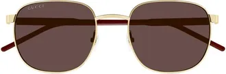 Gucci Gold and Burgundy Metal Frame Sunglasses - Gold