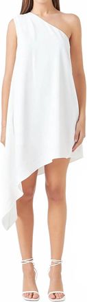 English Factory Womens Shoulder Pintucked Asymmetrical Mini Dress In White