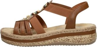 Rieker Sandalen Plat - Dames - Sleehakken - Bruin - 38 EU - Schoenen