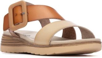 Xti Womens Cross Strap Wedge Sandals In Beige