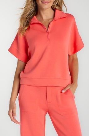 Liverpool L.A. Knit Half Zip Top in Sunset Coral at Nordstrom, Size X-Large