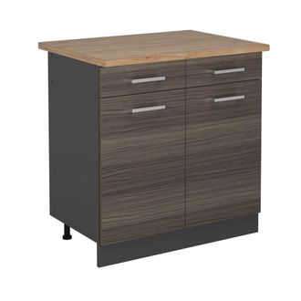 Vicco Mueble Bajo De Cocina R-line, Gris Noble, 80 Cm, Et Roble