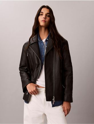Calvin Klein Jeans Calvin Klein Womens Faux Leather Motorcycle Jacket - Black - XS