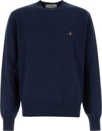 Vivienne Westwood Navy Blue Cotton Cashmere Blend Crew Neck Sweatshirt