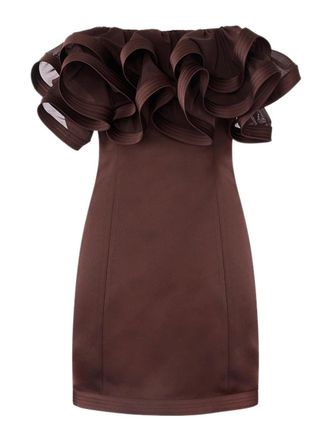 Elisabetta Franchi Short Duchesse Dress With Maxi Ruche
