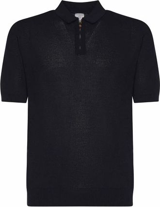 Eleventy Cotton Zip-Up Polo Shirt