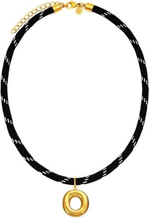 Petit Moments Bubble Initial Pendant Cord Necklace in Black-O at Nordstrom