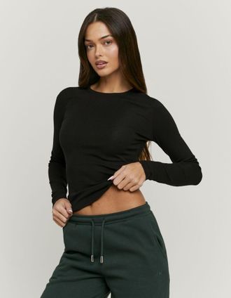 Tally Weijl Langarmshirt TALLY WEIJL STSCOBELGI, Damen, Gr. L, schwarz, Jersey, Obermaterial: 100% Baumwolle, unifarben, figurbetont normal, Rundhals, Shirts Lang