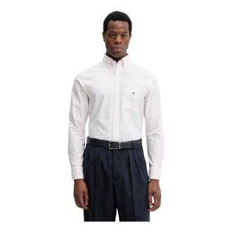GANT Klassiek Oxford Streep Shirt - Heren - Zakelijke Overhemden - Wit - 2XL - Katoen - Overhemden