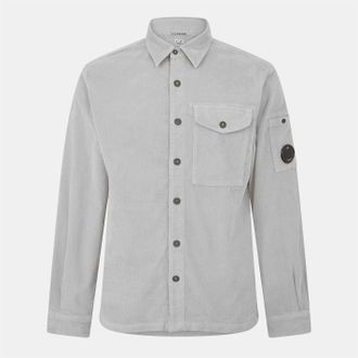 C.P. Company Mens Lens Corduroy Shirt in London Fog 331 - Grey - Size Small