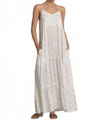 Elan Breezy Polka Dot Maxi Dress In Wht/gold