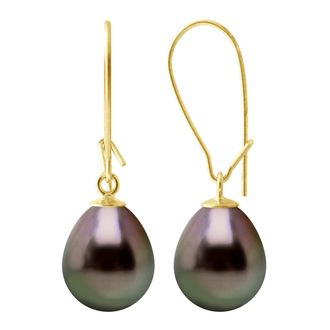 Ateliers Saint Germain Womens Earrings Real Cultured Tahiti Pearls Pear 9-10 mm - Gold - One Size