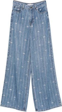 Self Portrait Wide Jeans - Dames - Loose Fit Jeans - Blauw - W25 - Leer - Jeans
