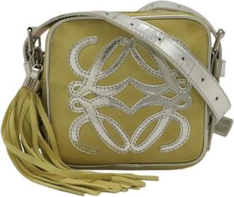 Loewe Pre-owned Cross Body Bags, female, Yellow, Size: ONE SIZE Pre-owned Suede Shoulder Bag