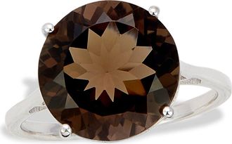 Savvy Cie Jewels Semiprecious Stone Solitaire Ring in Silver/Smoky Quartz at Nordstrom Rack, Size 6