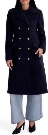 Kenneth Cole Double Breasted Military Coat in Navy at Nordstrom, Size X-Large