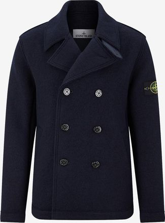 Stone Island Zweireihiger Mantel aus Wolle