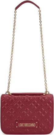 Love Moschino Nieuwe Glanzende Gevulde Schoudertas - Dames - Schoudertassen - Rood - ONE Size - Polyester - Tassen