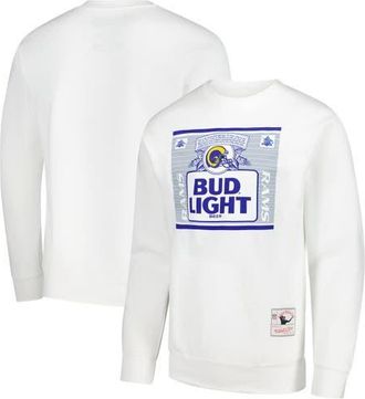 Mitchell & Ness Mens Mitchell & Ness x Bud Light White Los Angeles Rams The Crest Pullover Sweatshirt at Nordstrom, Size Xx-Large