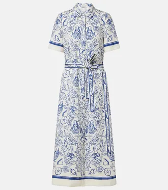 SIMKHAI Audria printed linen-blend shirt dress