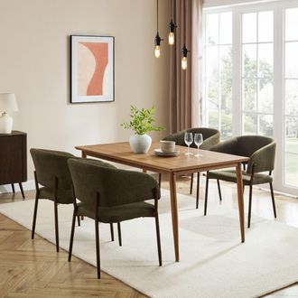 VonHaus Burton Wood Effect 6 Seater Dining Table in Dark Brown