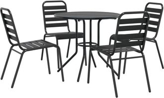 vidaXL Stackable Garden Chair Set 5 pcs Anthracite Powder-coated Steel vidaXL
