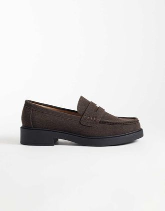 Asos Mocassini penny loafers marroni testurizzati-Marrone