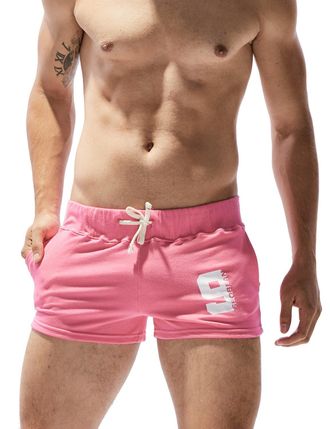 SEOBEAN Mens Low Rise Sports Soft Running Training Short Pants L(79-84cm) 2908 Pink