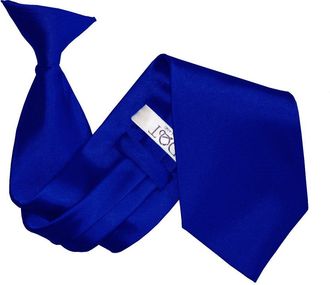 DQT Men Plain Satin Wedding Formal Casual Security Uniform Funeral Business Easy to Wear Clip on Tie - Royal Blue