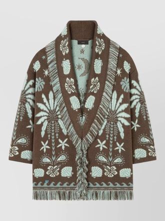 Alanui island echoes wool cotton shawl collar cardigan