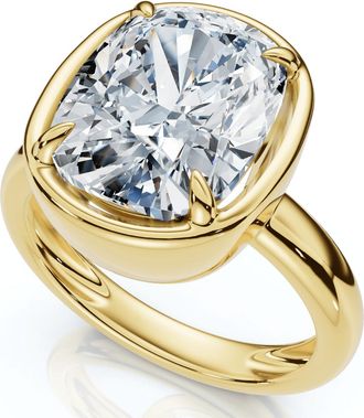 Pompeii3 Certified 4Ct Cushion Diamond Bezel Prong Solitaire Engagement Ring Lab Grown