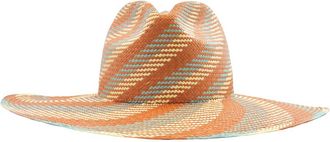 Van Palma Terra Beige Ema Straw Large Brim Hat, Size Medium
