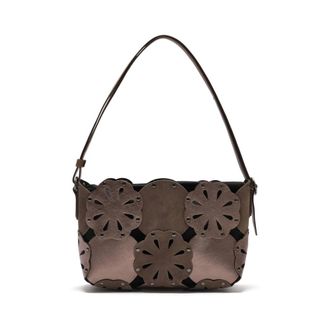 Maliparmi Maliparmi - Leren Bloem Tas - Dames - Tassen - Grijs - Maat: ONE Size Leer