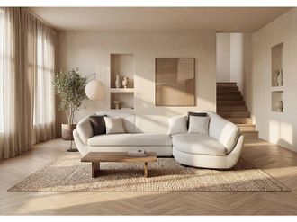 Vente-Unique Divano angolare 5 posti Pelle di bufalo Avorio Angolo a destra - CAIPI di Pascal Morabito