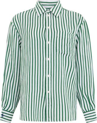 Polo Ralph Lauren Overhemden, Dames, Groen, S, Linnen, Klassiek Passende Gestreepte Linnen Overhemd