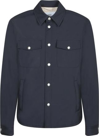 Lardini Elegant Buttoned Collar Overshirt - Heren - Zomerjassen - Blauw - M - Polyester - Jassen