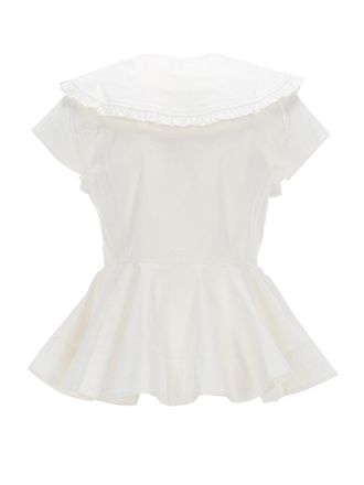 Ganni Ruffle-Detail Organic Cotton Shirt - White