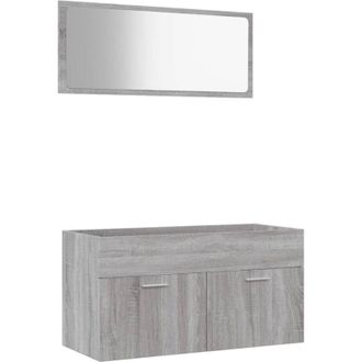 vidaXL 2 Piece Bathroom Furniture Set Grey Sonoma Engineered Wood Vidaxl