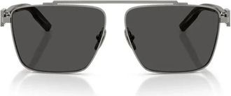 Dolce & Gabbana Logo-plaque Vierkante Zonnebril - Heren - Zonnebrillen - Grijs - 59 MM - Accessoires