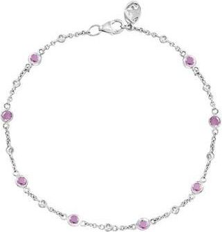 Effy Sterling Silver Pink Sapphire & Diamond Station Chain Bracelet at Nordstrom Rack, Size 7.5