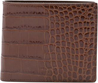 Tom Ford croc-embossed bi-fold wallet - Bruin